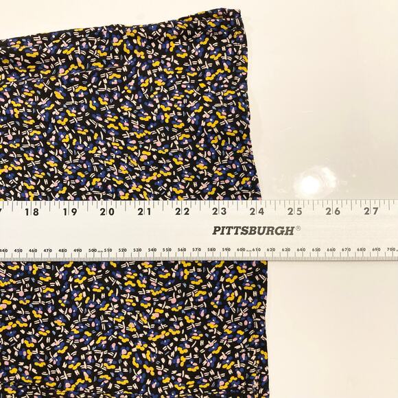 NWOT MAEVE ANTHROPOLOGIE Top XS Blue Yellow Abstract Pleated Button-Up 3/4-Sleev - Picture 11 of 12